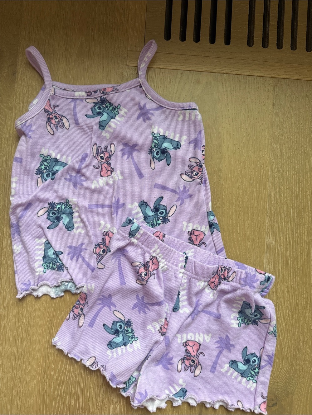 Girls' Lavender Stitch & Angel Two-Piece Pajama Set XS (4/5T)